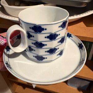 Blue and White Porcelain Cup and Saucer Set